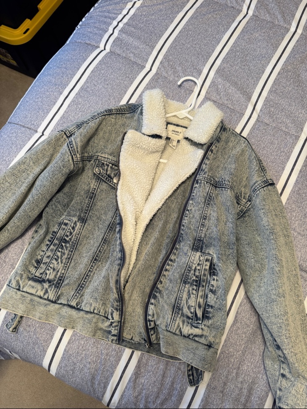 Sherpa-Lined Light Wash Denim Jacket